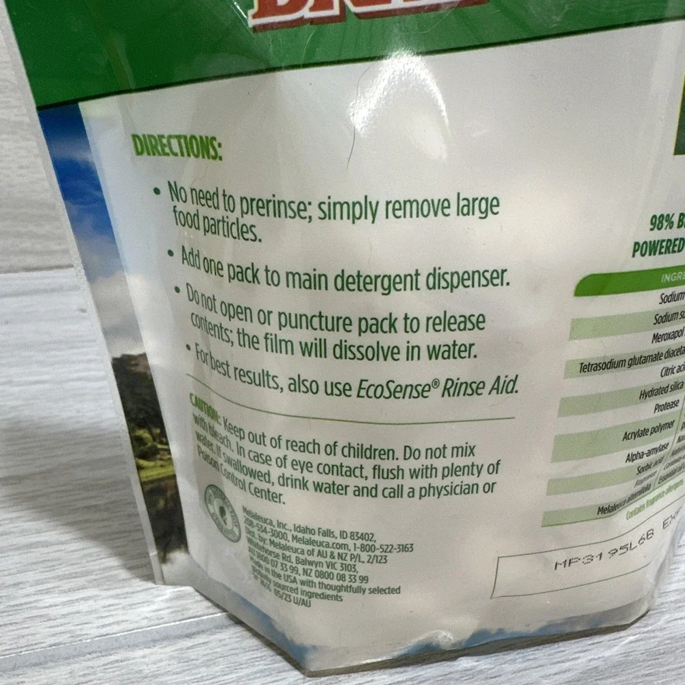 MELALEUC Diamond Brite Auto Dishwasher Detergent 30 Pack Chlorine-Free EXP 7/25